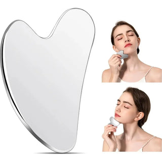 1pc Gua Sha Facial Tool Stainless Steel GuaSha Massage Tool Natural Universal Facial Silver Metal Gua Sha Board Beauty Skin Care