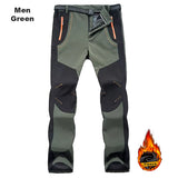Thick Warm Fleece Hiking Pants Men Winter Waterproof Windproof Outdoor Soft Shell Rain Trousers Trekking Camping Ski Pants