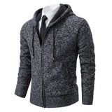 Autumn and Winter New Jersey Men'S Casual Sports Coat Solid Color Stand Collar Wweater Grab Fleece Warm Zipper Cardigan