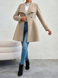 Flirla Waterfall Collar Double Button Overcoat