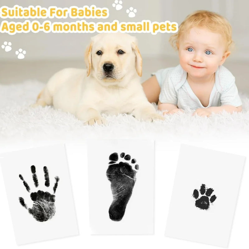 Baby Handprint and Footprint Kit Safe Non-Toxic Ink Pads Clean Inkless Touch Pet Paw Print Ink Kits with