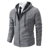 Autumn and Winter New Jersey Men'S Casual Sports Coat Solid Color Stand Collar Wweater Grab Fleece Warm Zipper Cardigan
