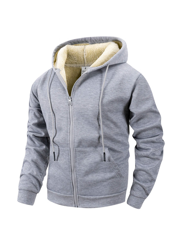 Winter Men's Zipper Jacket Fleece Warm Windproof Hoodies Heavyweight Cardigan Casual Sports Long Sleeve Sweatshirts Hooded Coat