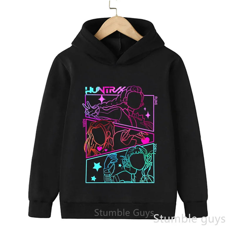 Kids Boys Girls Anime Clothes Kpop Demon Hunters Casual Fashion Warm Autumn Winter Sweatshirt Hoodie