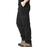 Large Pocket Loose Overalls Men'S Outdoor Sports Jogging Tactical Pants Elastic Waist Pure Cotton Casual Work Pants