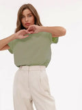 Summer 100% Cotton Women'S T-Shirt Bottoming Basic Fashionable Solid Lady Short Sleeve Loose Tops Shirts 230G/㎡ Tops