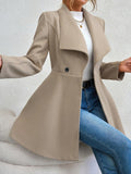 Flirla Waterfall Collar Double Button Overcoat
