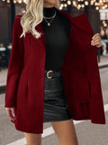 LUNE Solid Color Woolen Coat with Single Breasted Button Fall Winter Cloth for Women
