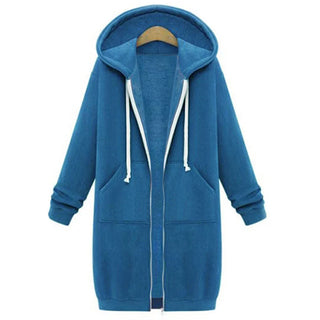 2024 Women's Autumn Winter ThickenHoodies Parkas Loose Hooded Jackets Zipper Pocket Maxi Size Sweatshirt Sports Dresses Outwear