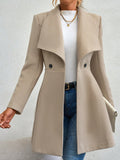 Flirla Waterfall Collar Double Button Overcoat