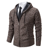 Autumn and Winter New Jersey Men'S Casual Sports Coat Solid Color Stand Collar Wweater Grab Fleece Warm Zipper Cardigan