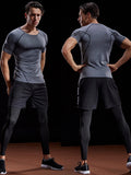 2025 Compression T Shirt Men Summer Sportswear Running T-Shirt Elastic Quick Dry Sport Tops Tee Athletic Gym Workout Shirts Men