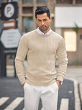 Men Solid Cable Knit Sweater