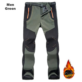 Thick Warm Fleece Hiking Pants Men Winter Waterproof Windproof Outdoor Soft Shell Rain Trousers Trekking Camping Ski Pants