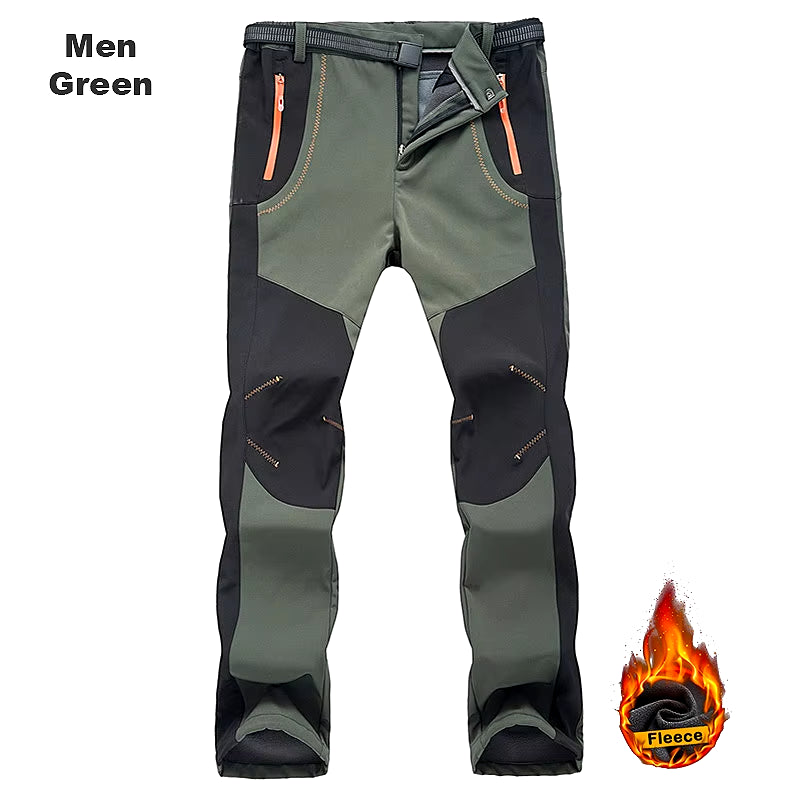 Thick Warm Fleece Hiking Pants Men Winter Waterproof Windproof Outdoor Soft Shell Rain Trousers Trekking Camping Ski Pants