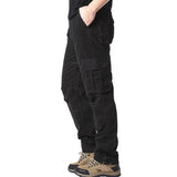Large Pocket Loose Overalls Men'S Outdoor Sports Jogging Tactical Pants Elastic Waist Pure Cotton Casual Work Pants