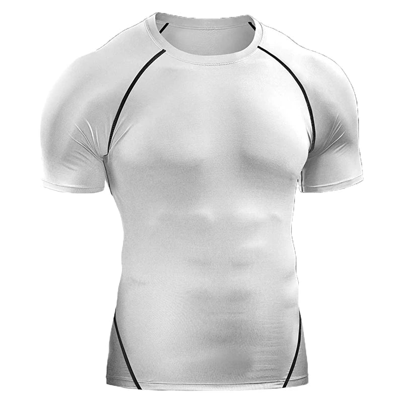 2025 Compression T Shirt Men Summer Sportswear Running T-Shirt Elastic Quick Dry Sport Tops Tee Athletic Gym Workout Shirts Men
