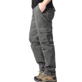 Large Pocket Loose Overalls Men'S Outdoor Sports Jogging Tactical Pants Elastic Waist Pure Cotton Casual Work Pants