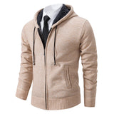 Autumn and Winter New Jersey Men'S Casual Sports Coat Solid Color Stand Collar Wweater Grab Fleece Warm Zipper Cardigan