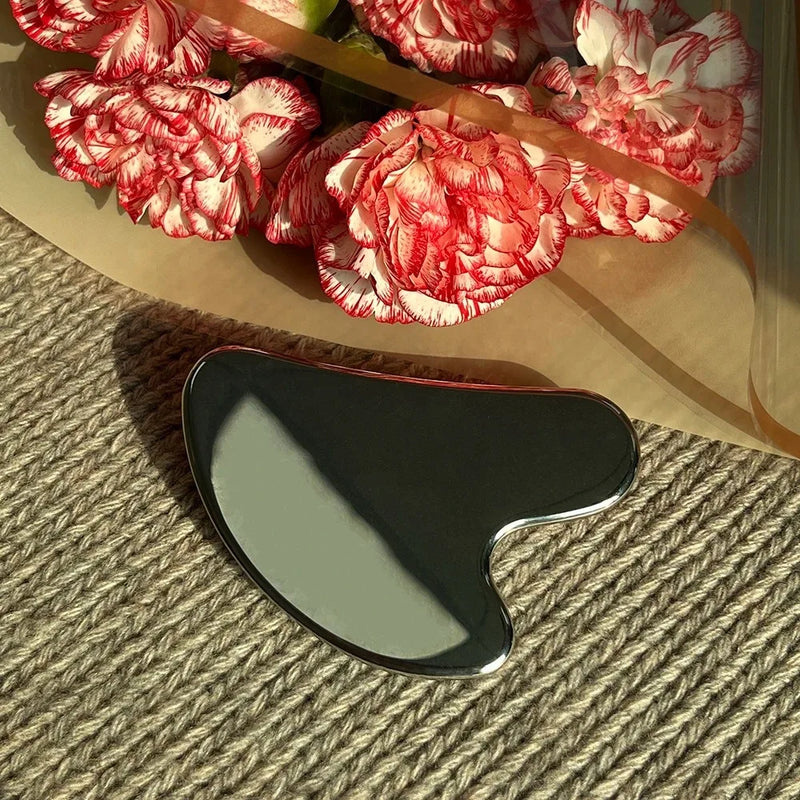 1pc Gua Sha Facial Tool Stainless Steel GuaSha Massage Tool Natural Universal Facial Silver Metal Gua Sha Board Beauty Skin Care