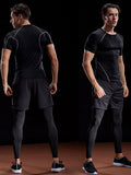 2025 Compression T Shirt Men Summer Sportswear Running T-Shirt Elastic Quick Dry Sport Tops Tee Athletic Gym Workout Shirts Men